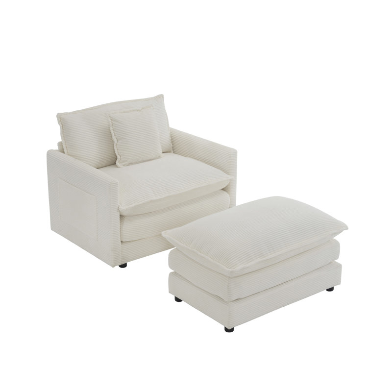 Canapé en velours côtelé de 41 po de largeur, Beige