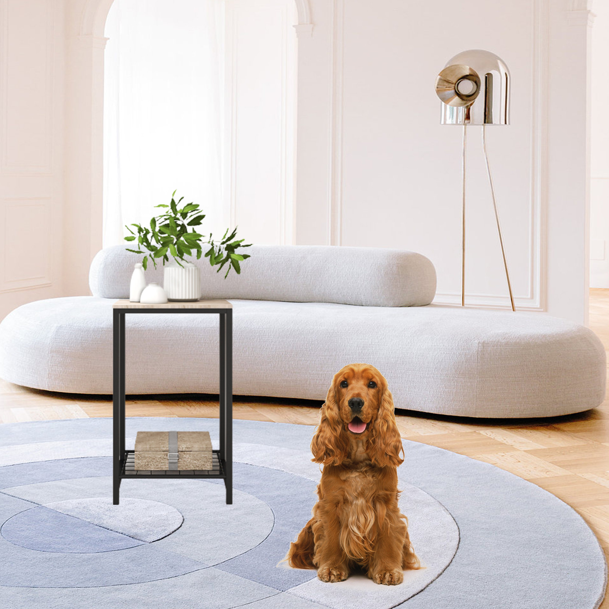 17 Stories 2Tier Small Space Coffee Table WithMesh Shelf,Modern Night