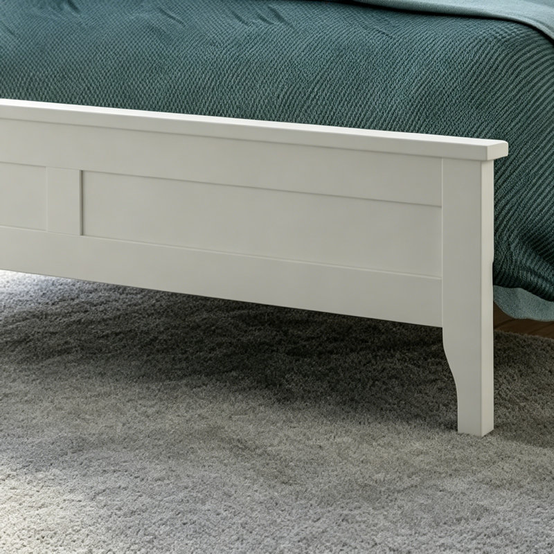 Très grand lit plateforme moderne en bois massif blanc (ancien numéro: BS315102AAK), White, King