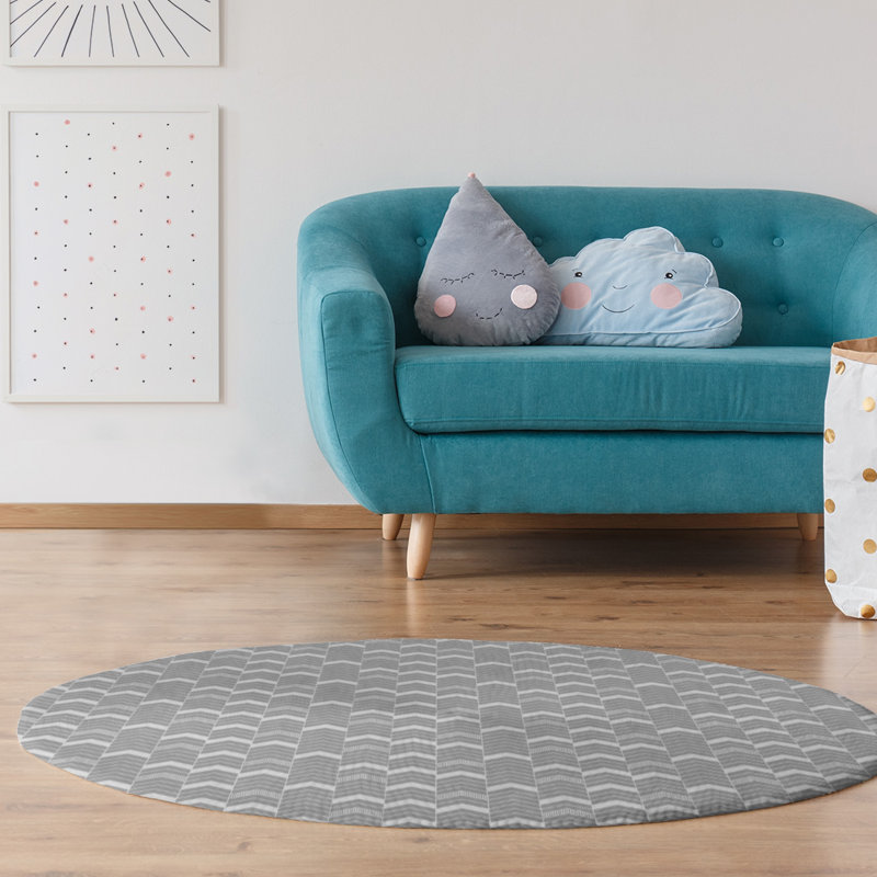 Chenille Chevron Indoor Rug, Round 5'