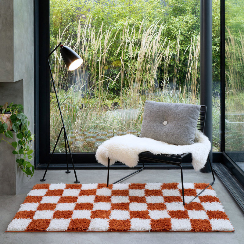 Tanaja Chequered Machine Tufted Shag Area Rug, 160cm x 230cm