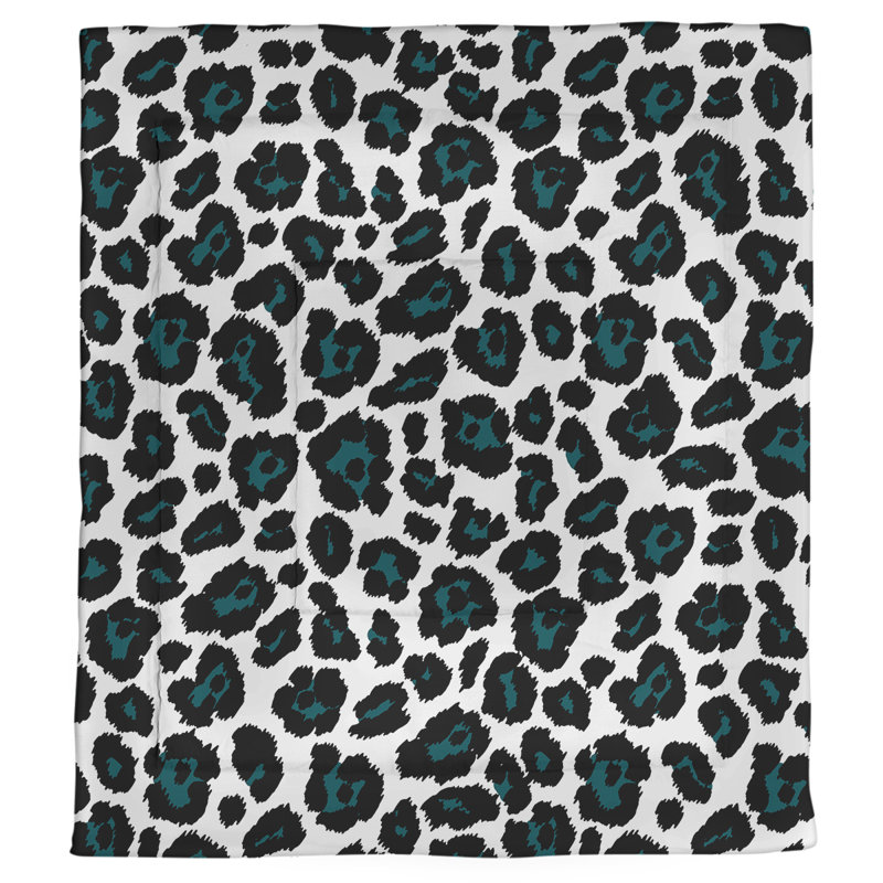 Polyester Animal Print Comforter, Queen Comforter, Teal/Black/White