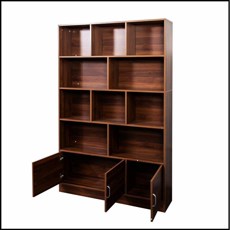 Étagère de 70,87 pouces de hauteur avec 10 cubes et 3 portes, meuble de rangement ouvert à 4 niveaux pour salons et bureaux modernes