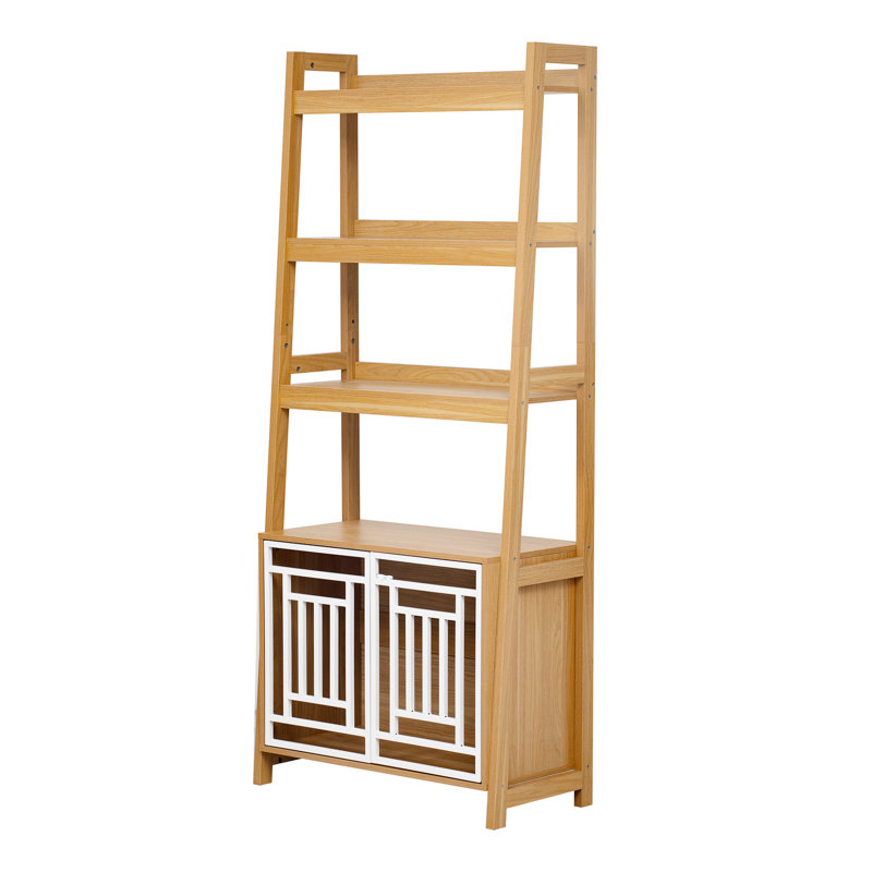 Pet - Étagère avec structure inclinée, trois tablettes ouvertes pour plantes, armoire géométrique, magazines de rangement, bibliothèque blanche de construction, articles supplémentaires