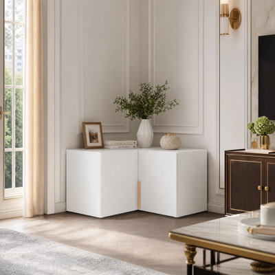 2-Door Corner Storage Cabinet with Large Shelf | Floor or Wall Mountable – Space-Saving Corner Solution