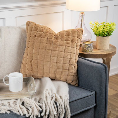 Housse et insert de coussin décoratif en fausse fourrure