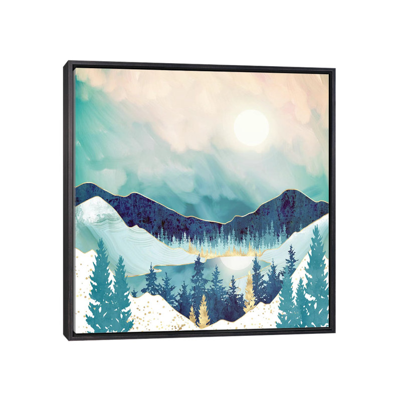 Sky Reflection - impression d'art graphique, 26" H x 26" W x 1.5" D, Toile avec cadre noir patiné, Aucun mat