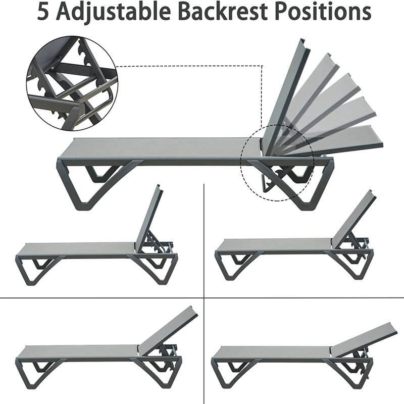 Chaise d'extérieur en polypropylène avec dossier réglable, Gris