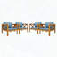 Fauteuil club d'extérieur en bois d'acacia avec coussin (ensemble de 4) - Finition teck, bleu-7951609