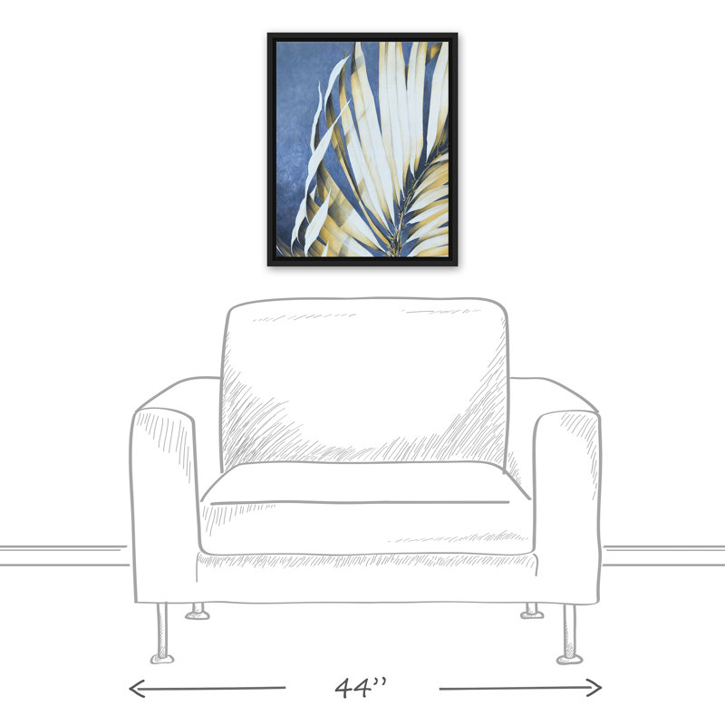 Feuilles de palmier sur fond bleu, H 21,75 po x l 17,75 po