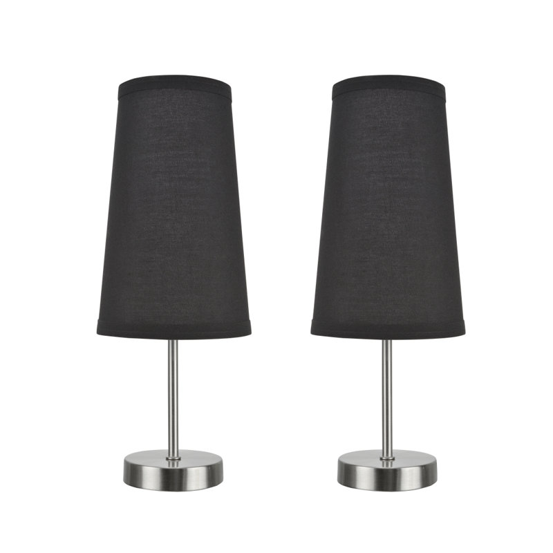 Ensemble de lampe de table 14,25 "en Nickel satiné Nestor, Noir