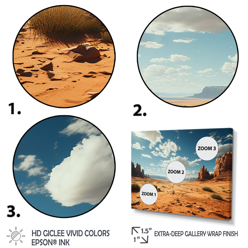 Horizon aride sur le désert du Nevada I - art mural Canyon et désert, Cadre flottant doré, H 24 po x l 32 po x P 1 po