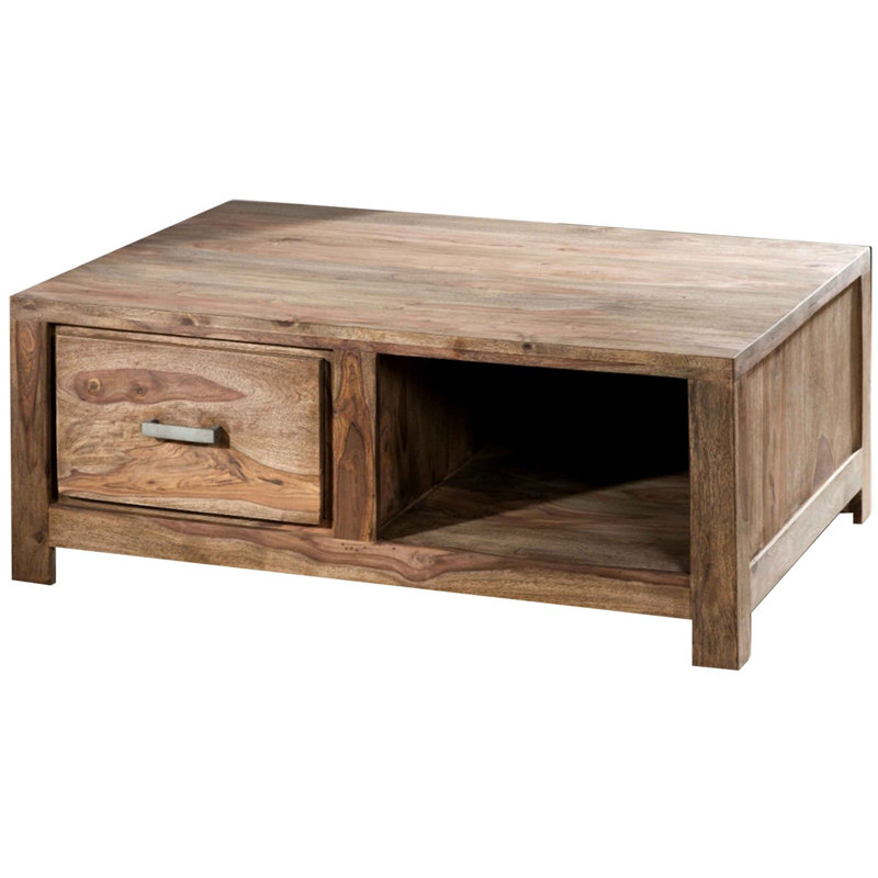 Buddha Solid Wood Four Leg Coffee Table with Storage
