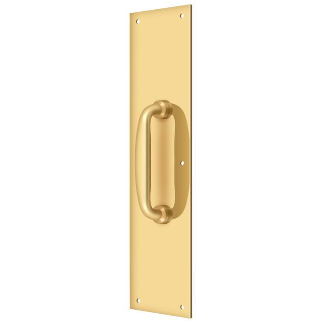 Plaque de poussée Deltana PPH55CR003 avec poignée 3-1 / 2 po x 15 po - poignée 5-1 / 4 po en laiton poli PVD, Laiton à vie