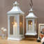 JHY DESIGN White Lantern Set of 2 Large & Small Decorative Candle Lanterns 50/33cm High Farmhouse Wedding Centerpieces