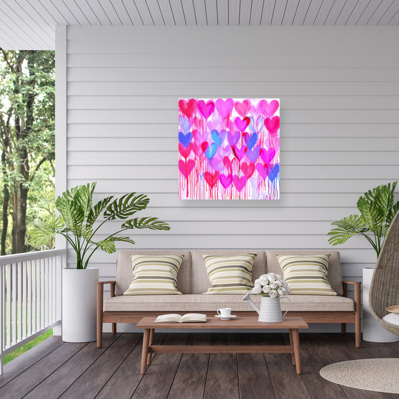 Toile d'extérieur Jess Stempel Heart Drips 1, H 35 po x l 35 po