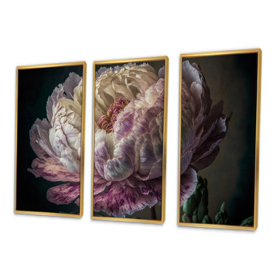 «Blossoming Pink and White Peony II», 3 impressions sur toile tendue