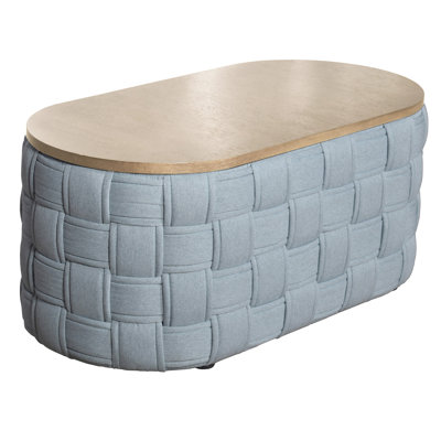 Table basse bleu sarcelle clair avec base à tricoter