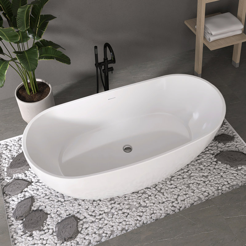 Baignoire de trempage autoportante en acrylique 65 po Fslefay