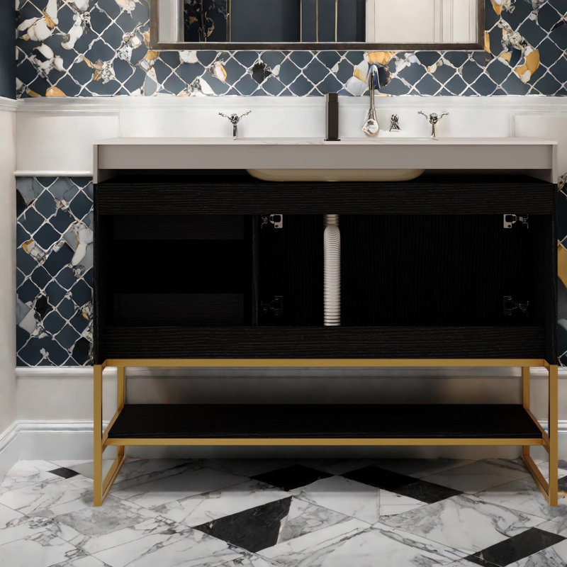 Single Bathroom Vanity with Faux Marble Top