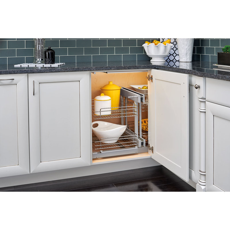 Chrome 15" Pullout Blind Corner Kitchen Cabinet Organizer