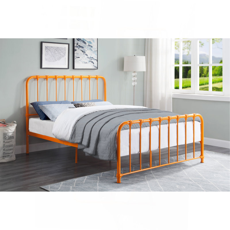 Lit plateforme en métal 1pc, Lit double, Orange