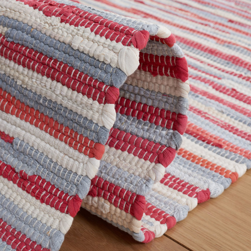 Fales Handwoven Cotton Red Area Rug, Square 6'