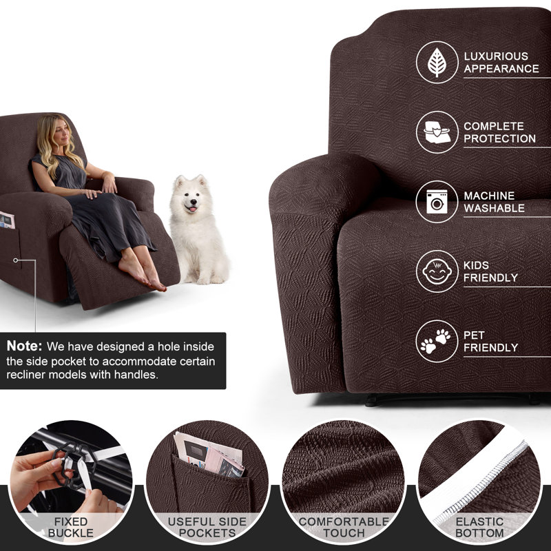 Housse pour fauteuil inclinable et extensible 3 places Wald, Housse pour canapé inclinable, Mélange de polyester café / coton