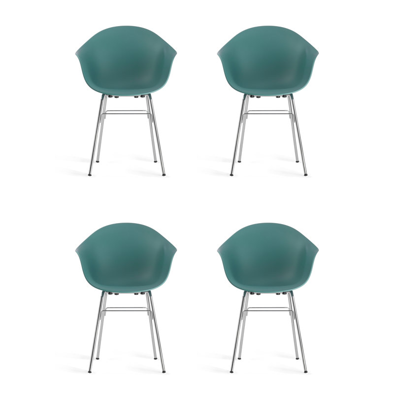 Fauteuil TA (ensemble de 4), Bleu océan / chrome