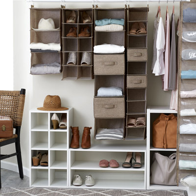 10-Pocket Hanging Shoe Organizer, Side-by-Side Blended Canvas Storage, 2 Hooks for Excellent Support, The Perfect Space-Saving Organizer