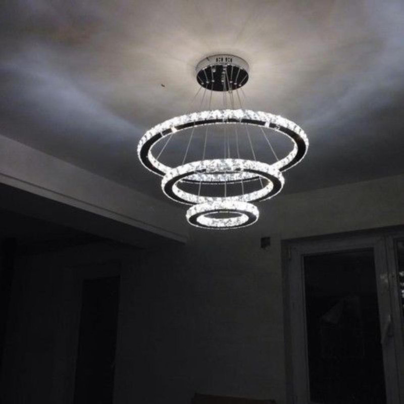 DIMMABLE Moderne lustre en cristal à DEL K9, H 31 po x l 31 po x P 6 po