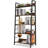 Industrial Ladder Shelf, Rustic 5 Tier Leaning Bookshelf, Wood Metal Ladder Bookcase, Plant Flower Stand Rack Book Storage Shelves For Living Room, Bedroom, Home Office-1899989824-1899989852