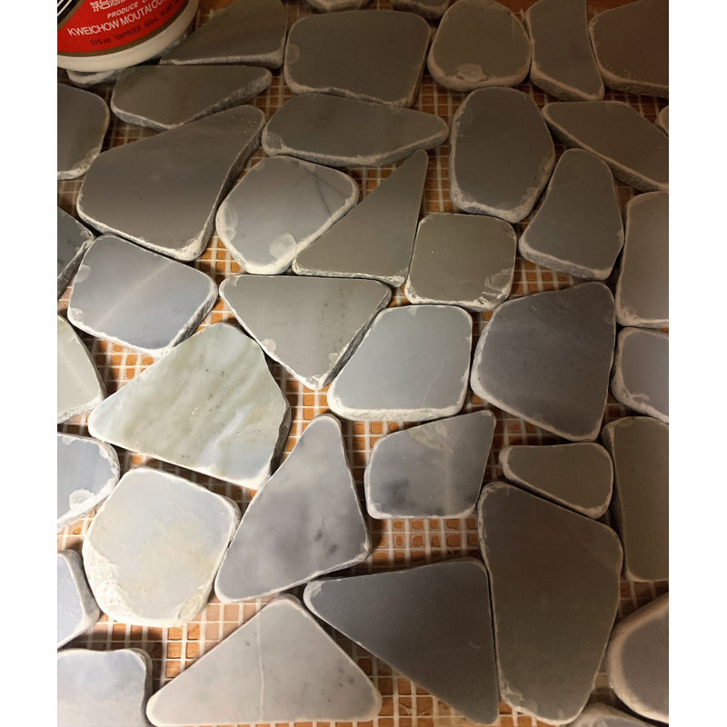 Carreau de mosaïque bleu-gris poli