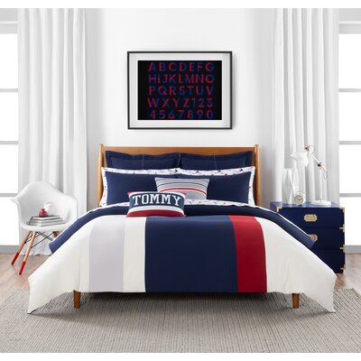 Tommy Hilfiger Clash of 85 Stripe Bedding Collection Comforter Set, Ivory/Navy/Red -  17T0233-TW-M1-D1
