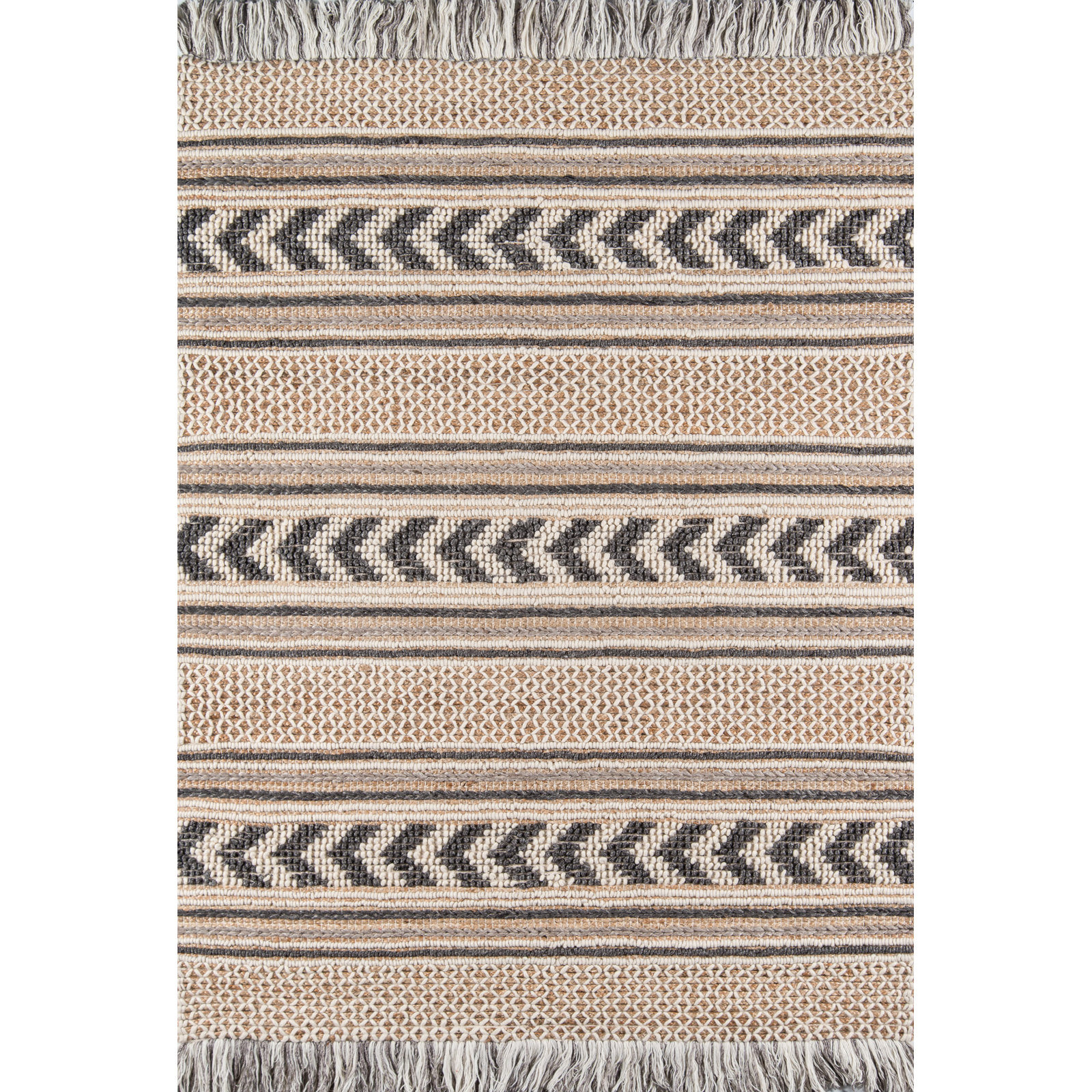Alberta Beige Gray Hand-Woven Southwestern Jute Rug, Rectangle 2' x 3'