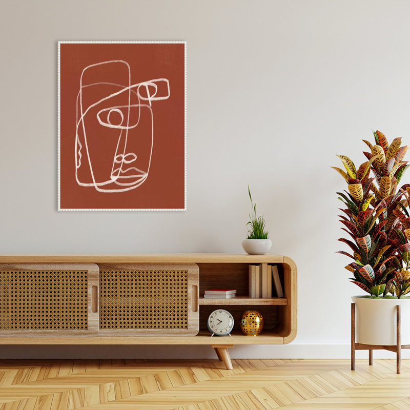 «Line Art Abstract Portrait Terracotta 02» par Little Dean, reproduction d'art sur toile encadrée, H 42 po x l 32 po