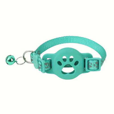 Reflective Paw Print Pet Collar with Bell, Adjustable Leopard Print Nylon Cat Collar, Silicone ID Holder Neck Collar for Kittens, Small Dogs