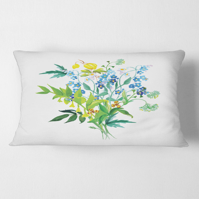 Rectangle, guirlande de fleurs des prés - coussin décoratif imprimé maison de campagne