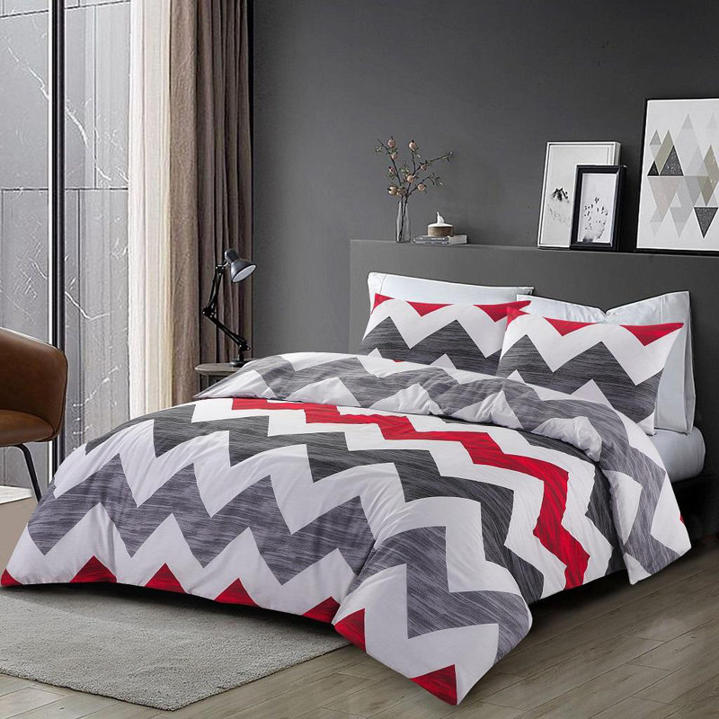 Kiyotake Cotton Blend, Polyester Chevron / Zig Zag Duvet Cover Set with Pillowcases, Single