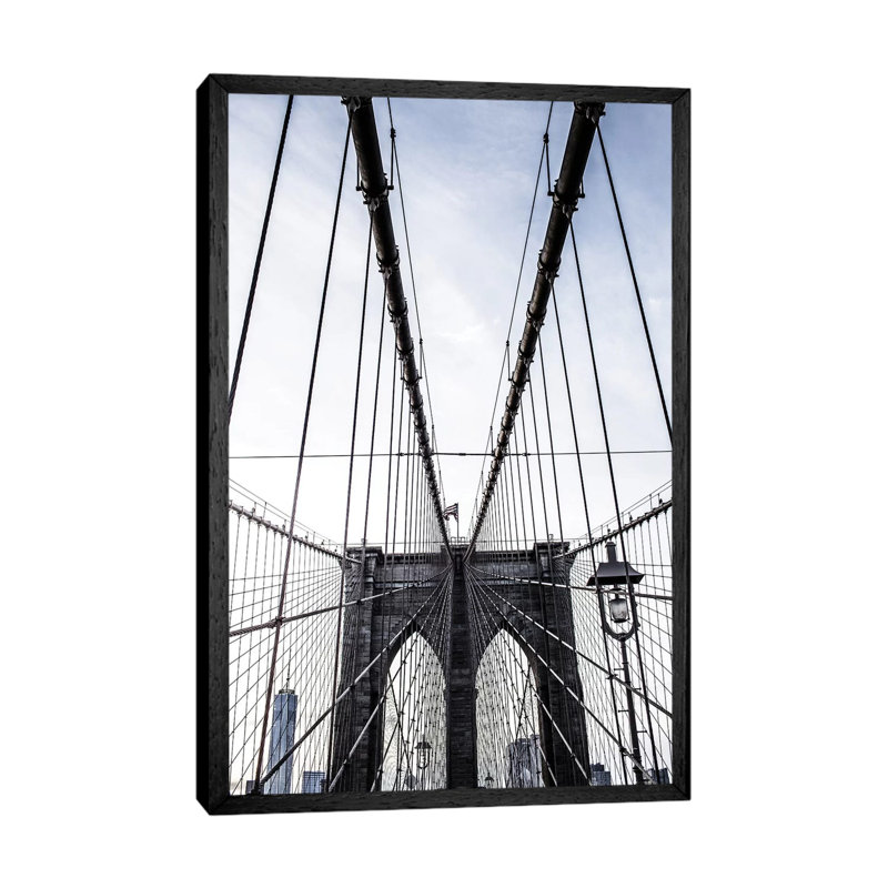 Brooklyn Bridge II by Ann Hudec - Print on Canvas, 66.04cm H x 45.72cm W x 3.81cm D, Black Framed