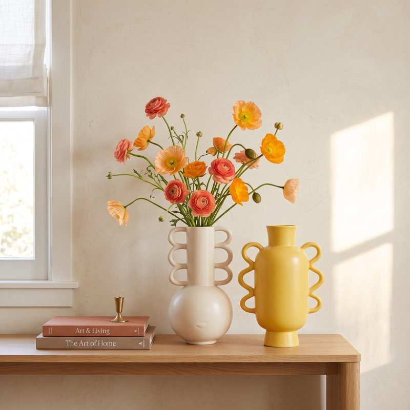 Edicott Table Vase - Set of 2, Cream/Yellow