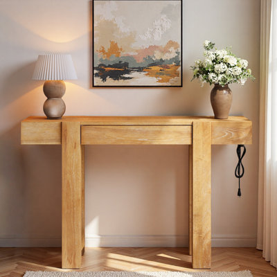 Minimalist Console Table With Hidden Drawer And Side Power Outlet