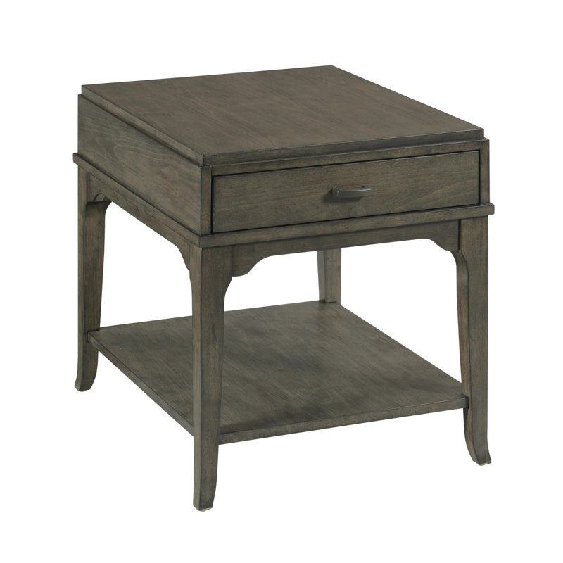 RECTANGULAR DRAWER END TABLE-CHARCOAL, Black