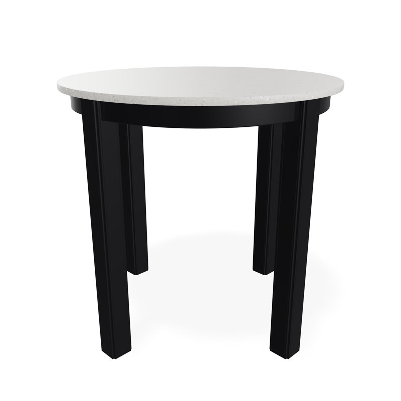 Outdoor Round Side Table, Snow/Black, Acrylic