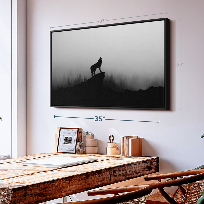 Animal "Art mural silhouette de loup", H 25 po x l 37 po