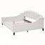 Lit de jour capitonné moderne de luxe, revêtement double beige, structure en contreplaqué durable, élégant et fonctionnel