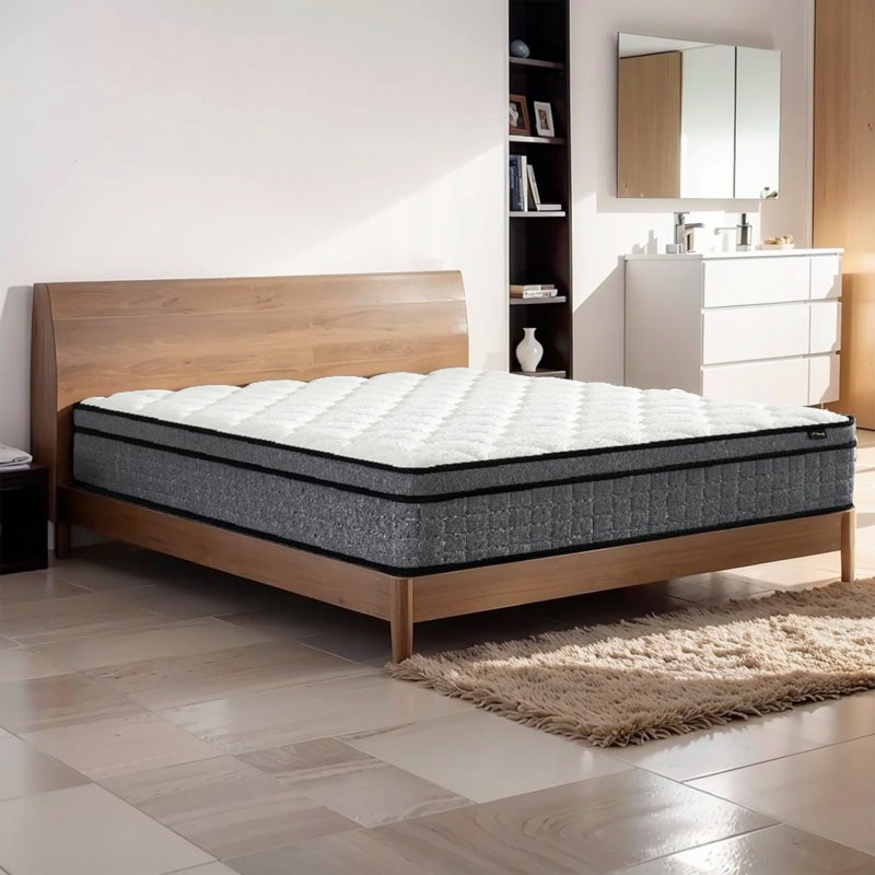 Matelas à plateau-coussin hybride de 12 pouces avec mousse viscoélastique infusée de gel, respirant et hypoallergénique