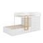 Lit superposé avec tiroirs de rangement et garde-robe, structure de lit superposé en bois avec échelle et garde-corps-335537068