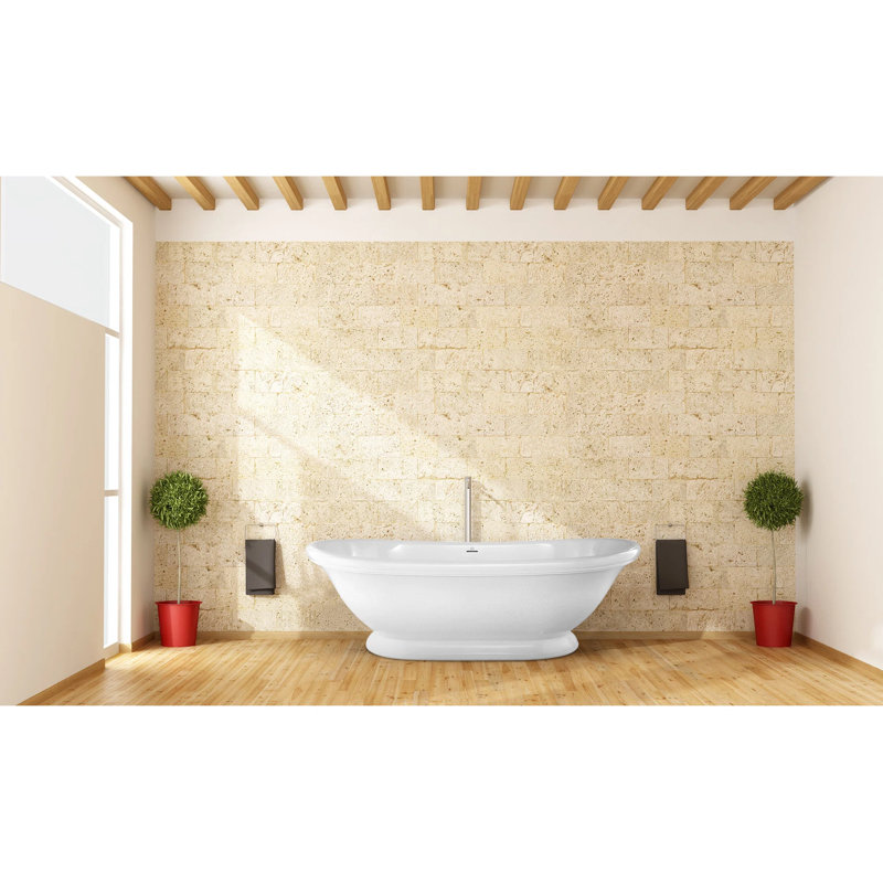 Georgetown 70'' L Freestanding Soaking Bathtub, Matte Black, Glossy White
