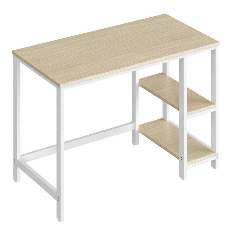 Alaudin Metal Base Computer Desk, Natural Beige/White